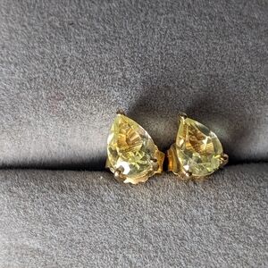 Lemon Quartz Earrings 1.75ct 925 Silver Gold Plated 1.15g Teardrop Cut New Boho